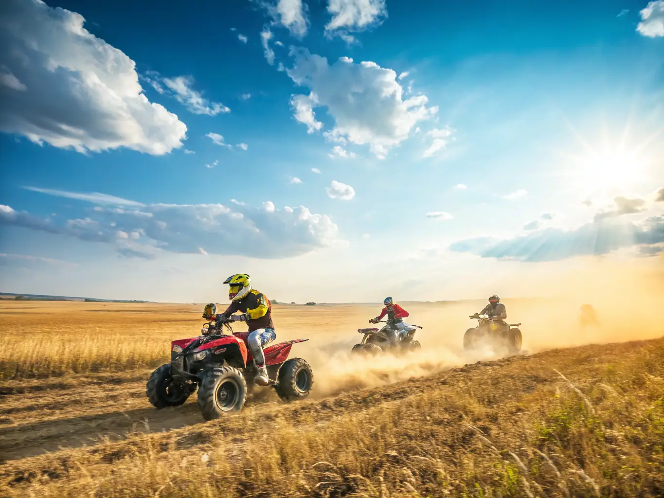A vibrant image capturing the excitement of an off-road motorcycle competition, with riders navigating challenging terrain and spectators cheering them on.